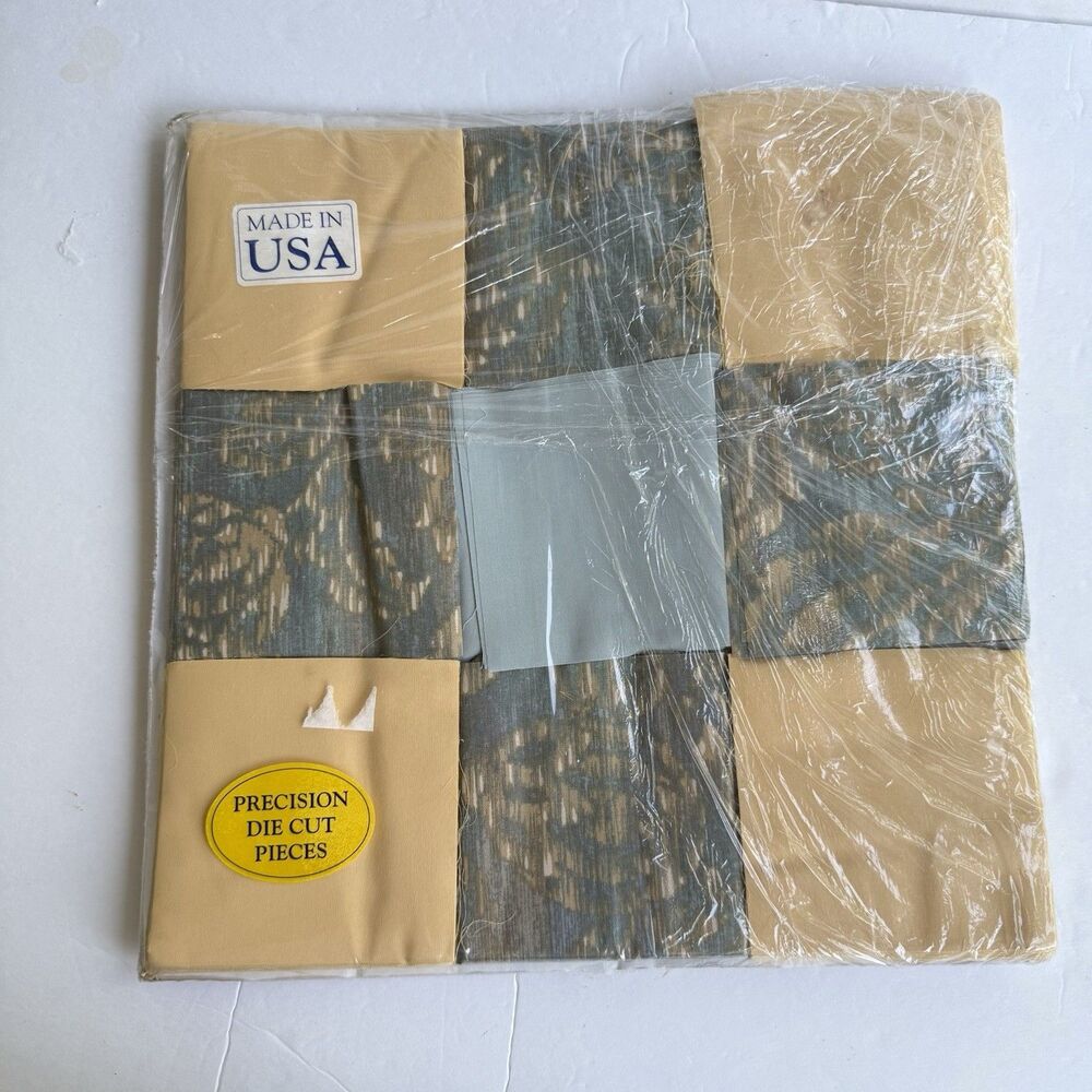 Vtg Quilt King Kit NINE PATCH Yellow Green 202 Country Patchwork 378 Die-Cut Pcs